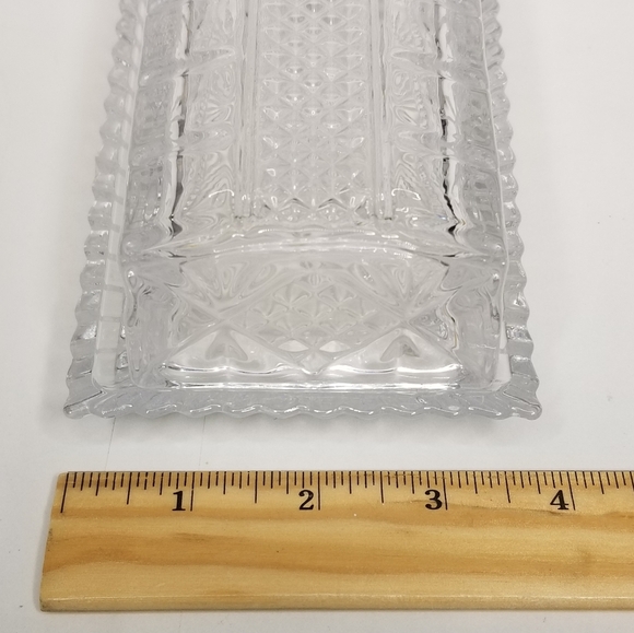 Embossed Diamond Pattern Design Covered Butter Dish Glass 1/4lb Butter Keeper - Picture 10 of 12